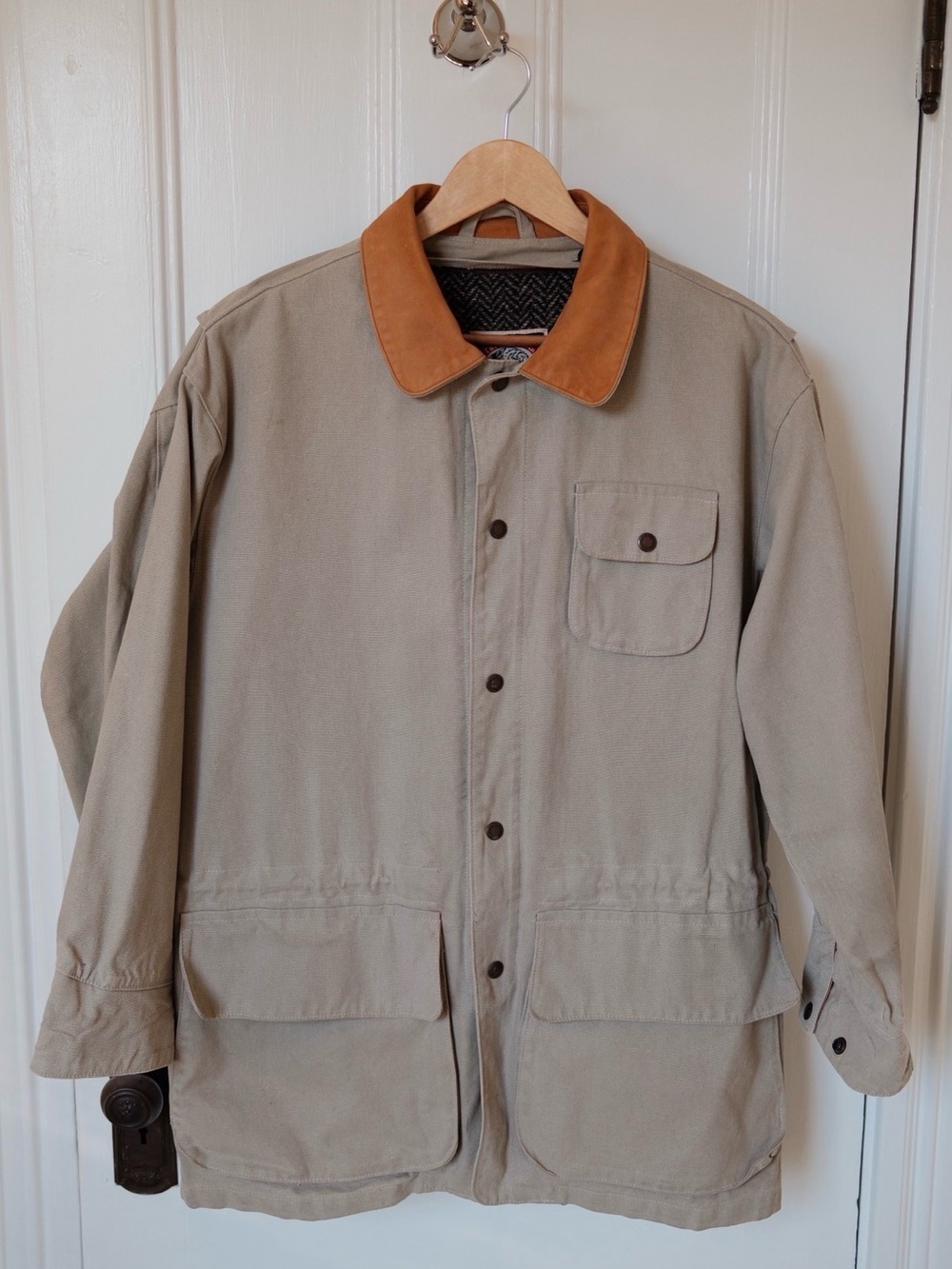 Vintage canvas chore coat with removable wool lining
